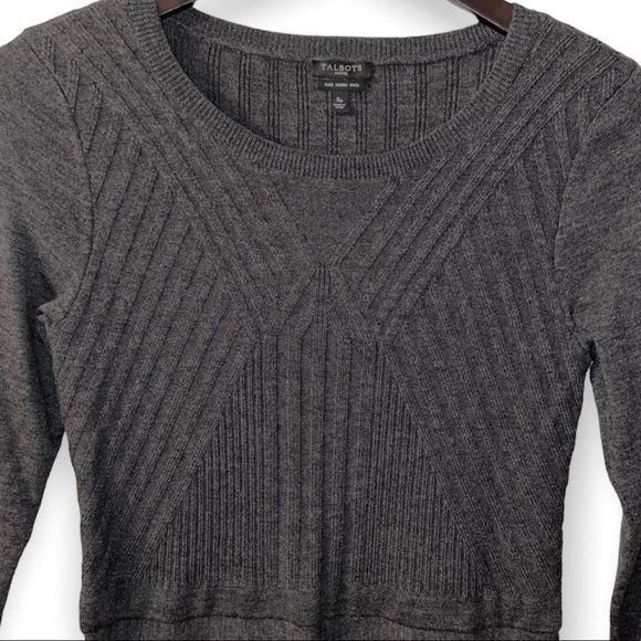 TALBOTS Merino Wool Charcoal Gray Sweater Dress - Picture 5 of 9